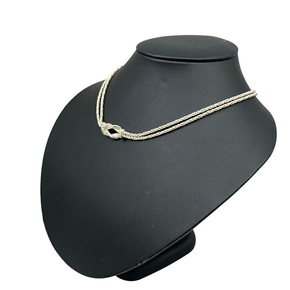 Tiffany Handbags - Tiffany Co Double Rope Center Knot Necklace Silver Jewelry Accessory Pendant